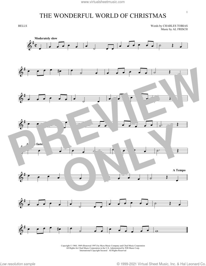 The Wonderful World Of Christmas sheet music for Hand Bells Solo (bell solo) by Elvis Presley, Al Frisch and Charles Tobias, intermediate Hand Bells Solo (bell)