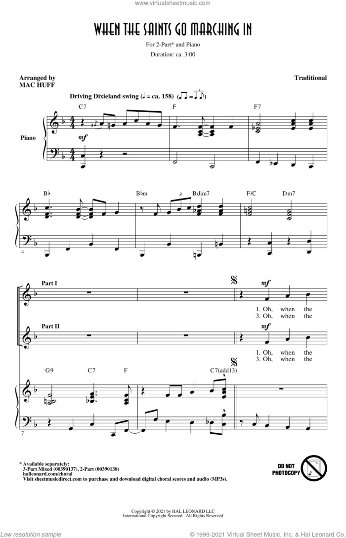 When The Saints Go Marching In (arr. Mac Huff) sheet music for choir (2-Part)  and Mac Huff, intermediate duet