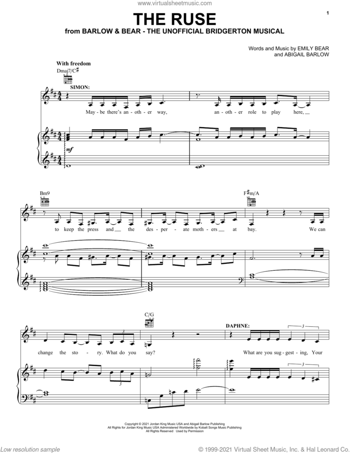 The Ruse (from The Unofficial Bridgerton Musical) sheet music for voice, piano or guitar by Barlow & Bear, Abigail Barlow and Emily Bear, intermediate skill level