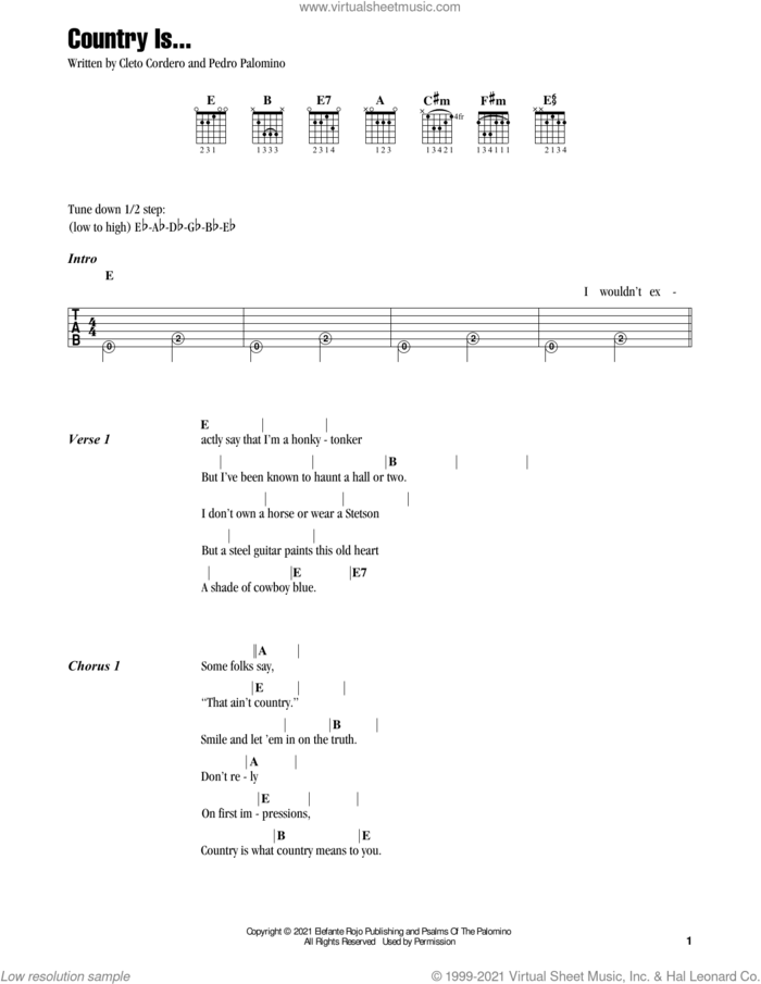 Country Is... sheet music for guitar (chords) by Flatland Cavalry, Cleto Cordero and Pedro Palomino, intermediate skill level
