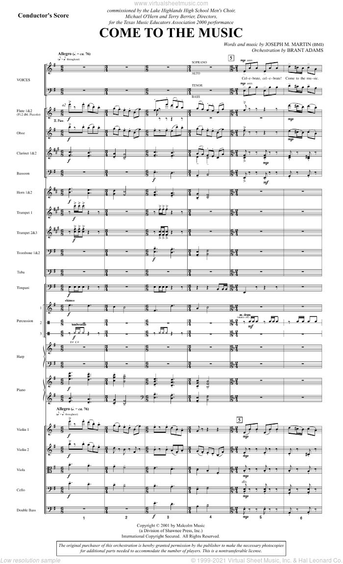 Come to the Music (COMPLETE) sheet music for orchestra/band by Joseph M. Martin, intermediate skill level