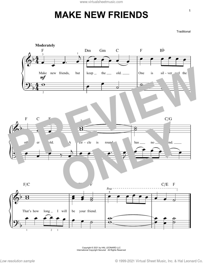 Make New Friends sheet music for piano solo, easy skill level
