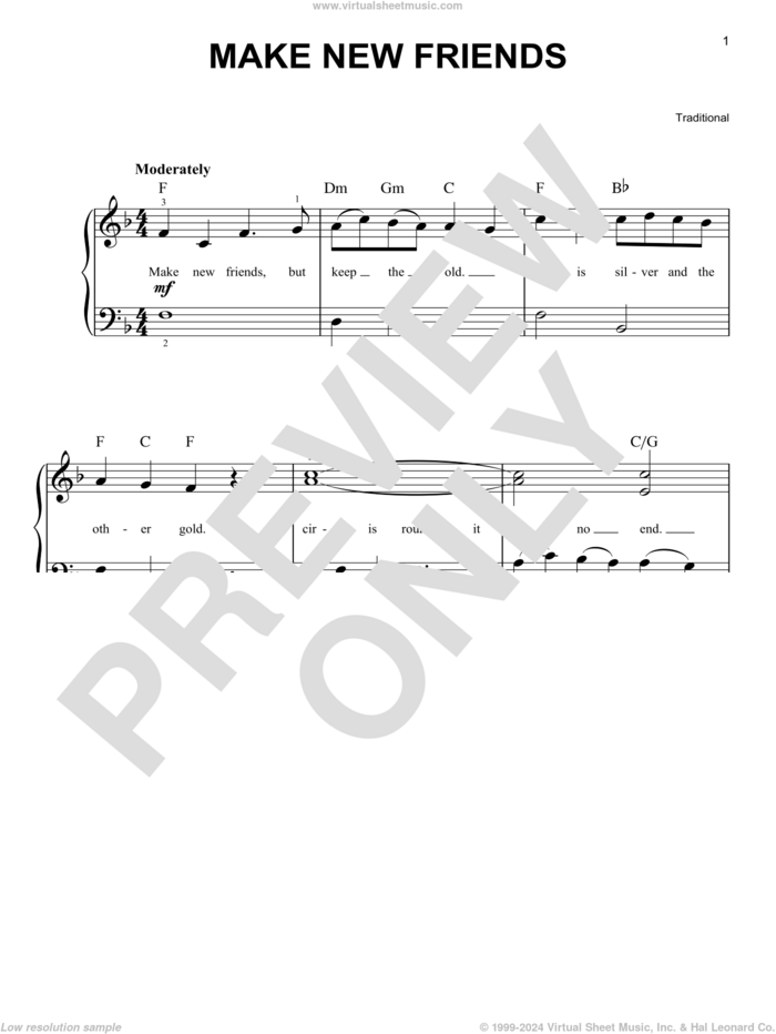 Make New Friends sheet music for piano solo, easy skill level