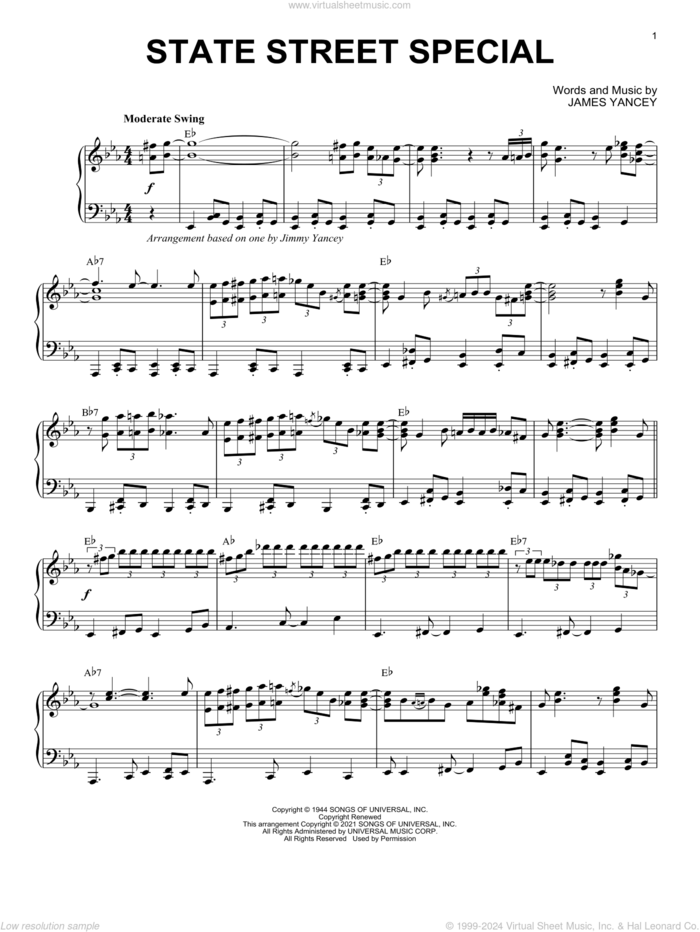 State Street Special (arr. Brent Edstrom) sheet music for piano solo by James Yancey and Brent Edstrom, intermediate skill level