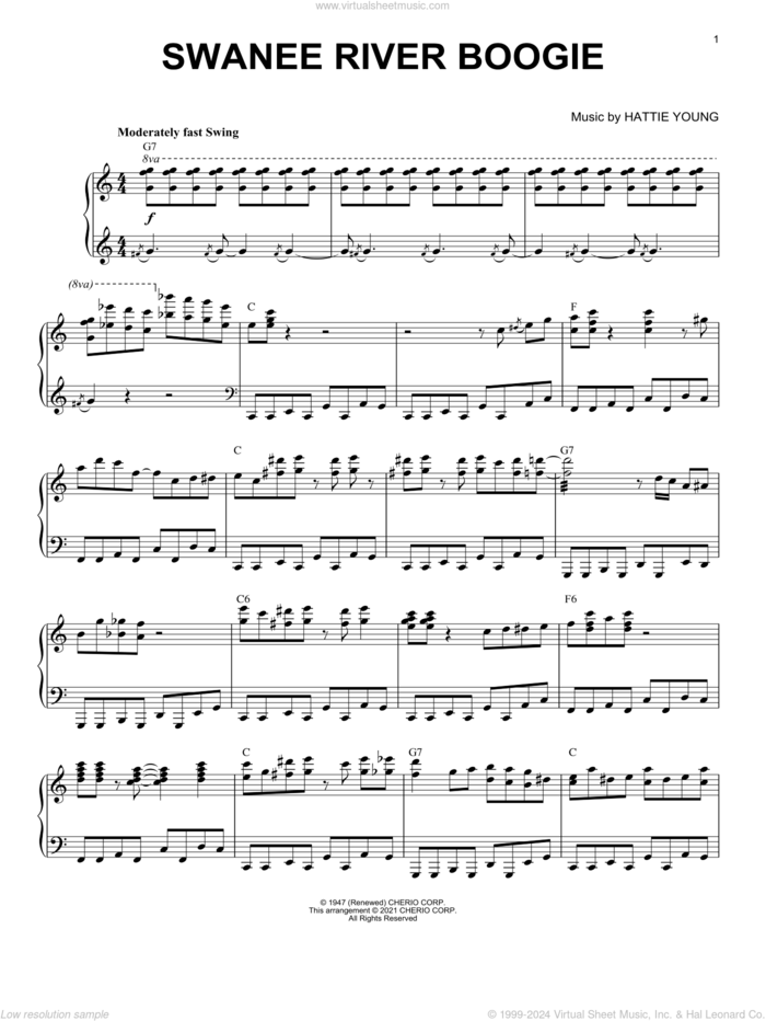 Swanee River Boogie (arr. Brent Edstrom) sheet music for piano solo by Albert Ammons, Brent Edstrom and Hattie Young, intermediate skill level