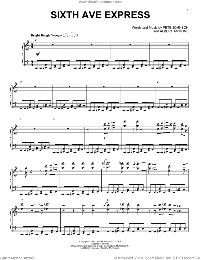 Sixth Ave Express (arr. Brent Edstrom) sheet music for piano solo by Albert Ammons, Brent Edstrom and Pete Johnson, intermediate skill level