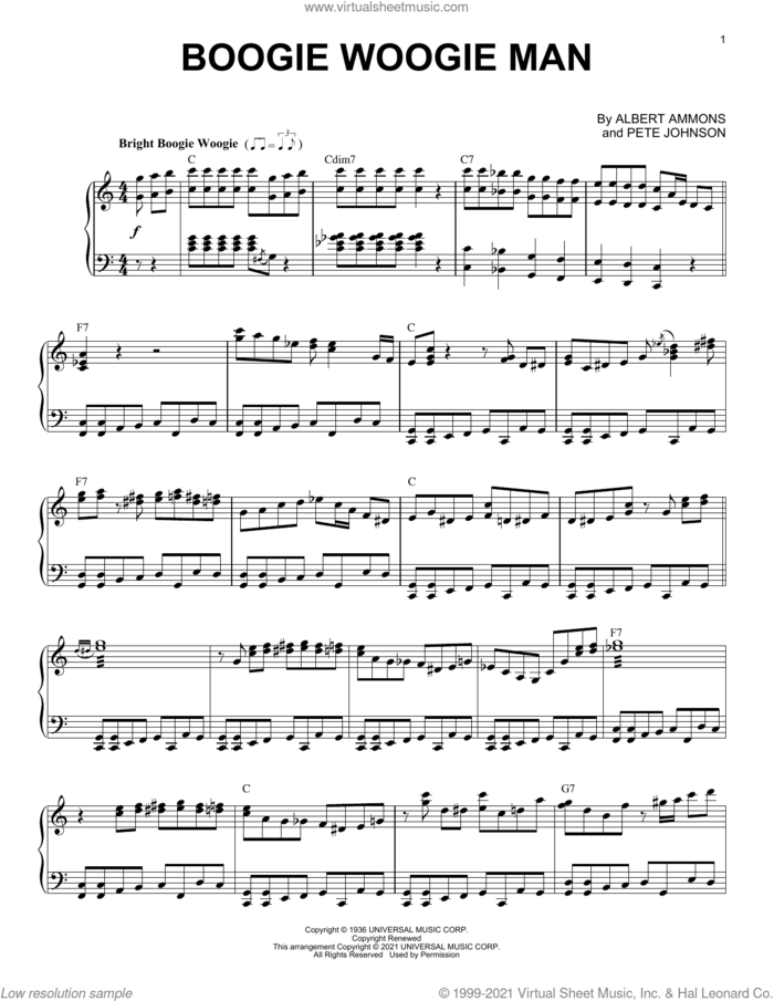 Boogie Woogie Man (arr. Brent Edstrom) sheet music for piano solo by Albert Ammons, Brent Edstrom and Pete Johnson, intermediate skill level
