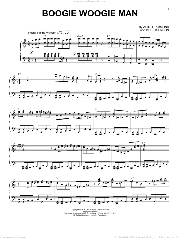 Boogie Woogie Man (arr. Brent Edstrom) sheet music for piano solo by Albert Ammons, Brent Edstrom and Pete Johnson, intermediate skill level