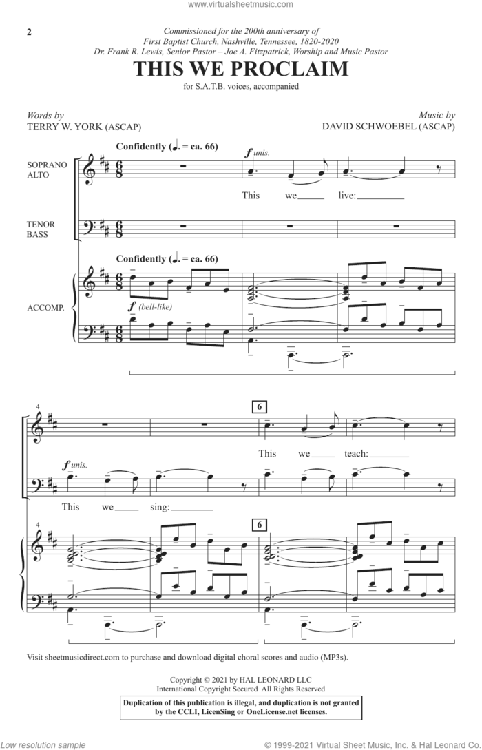 This We Proclaim sheet music for choir (SATB: soprano, alto, tenor, bass) by David Schwoebel and Terry W. York and David Schwoebel and Terry W. York, intermediate skill level