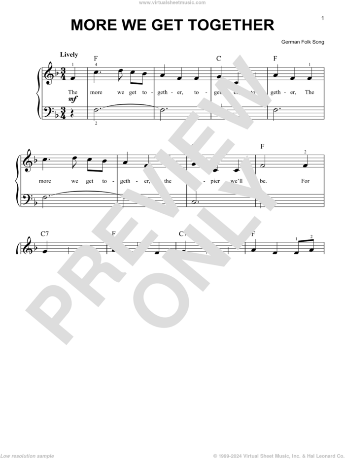 More We Get Together sheet music for piano solo, easy skill level