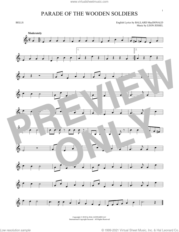 Parade Of The Wooden Soldiers sheet music for Hand Bells Solo (bell solo) by Ballard MacDonald and Leon Jessel, intermediate Hand Bells Solo (bell)