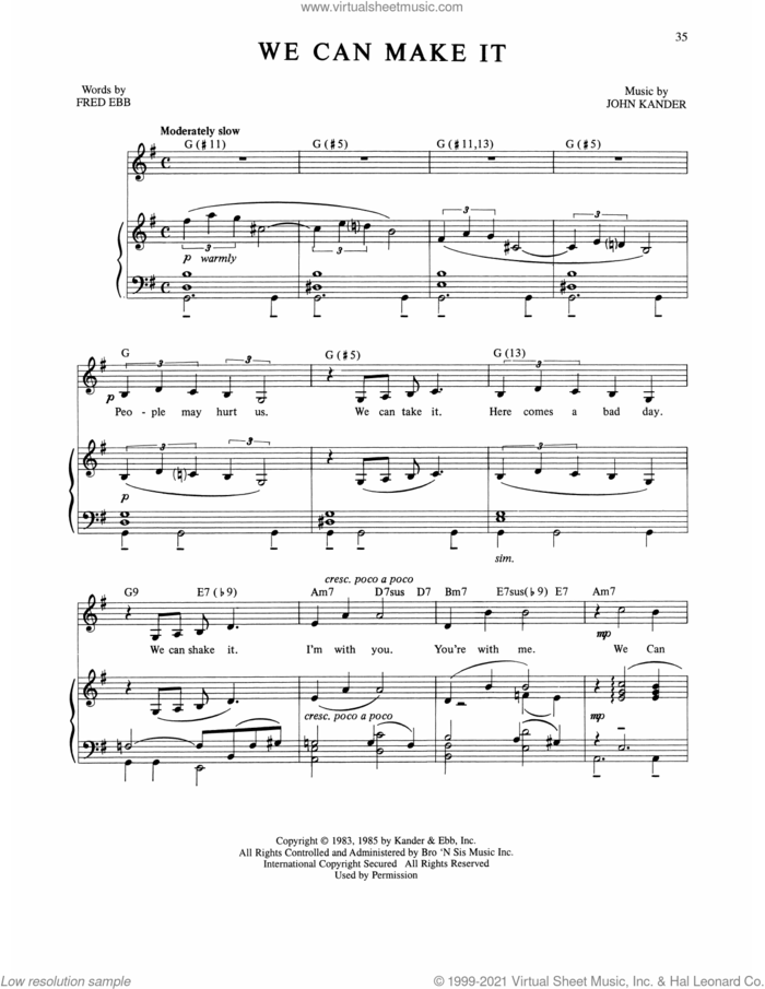We Can Make It (from The Rink) sheet music for voice, piano or guitar by Kander & Ebb, Fred Ebb and John Kander, intermediate skill level