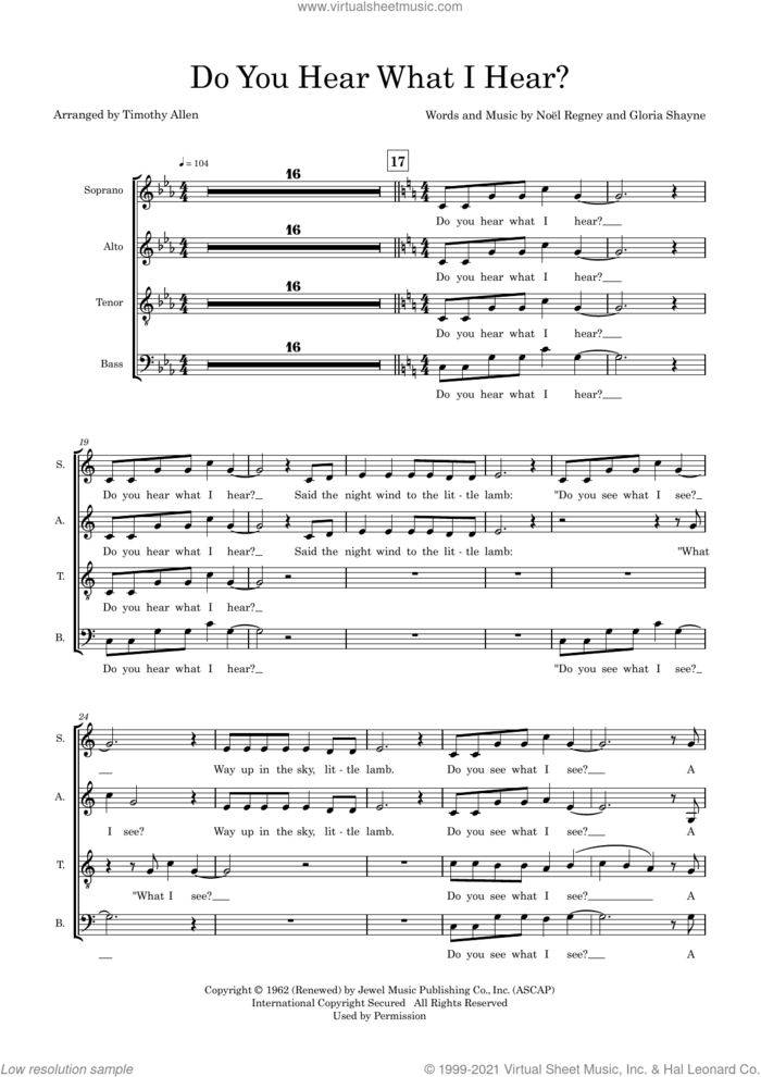 Do You Hear What I Hear? (arr. Tim Allen) (COMPLETE) sheet music for orchestra/band by Gloria Shayne, Noel Regney and Tim Allen, intermediate skill level