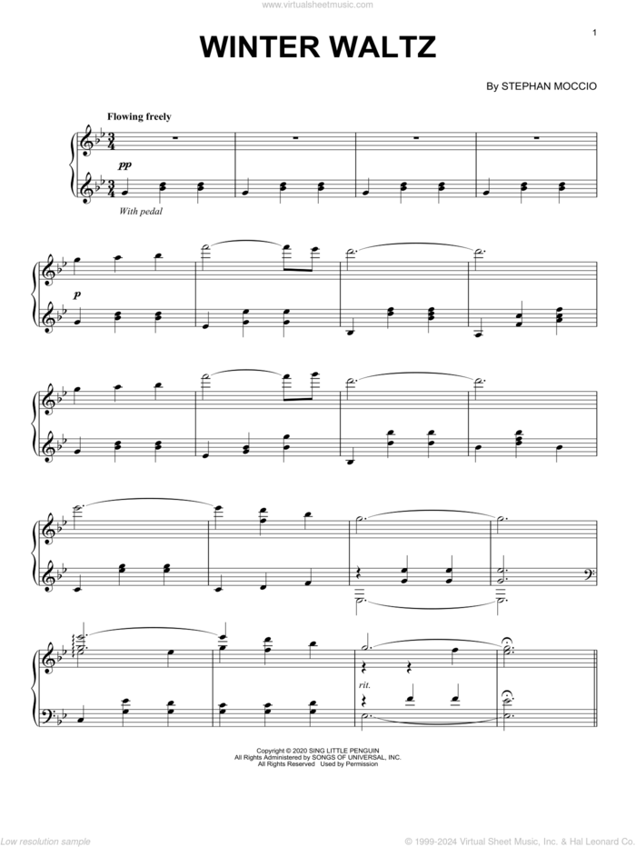 Winter Waltz sheet music for piano solo by Stephan Moccio, classical score, intermediate skill level