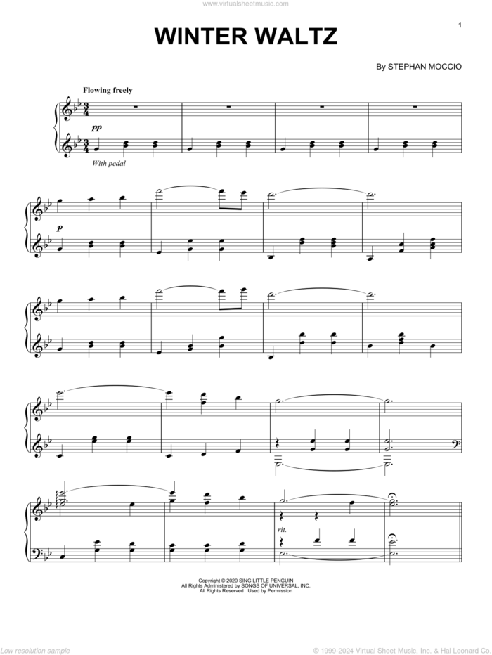 Winter Waltz sheet music for piano solo by Stephan Moccio, classical score, intermediate skill level