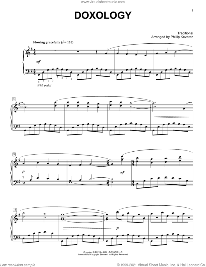 Doxology (arr. Phillip Keveren) sheet music for piano solo  and Phillip Keveren, intermediate skill level