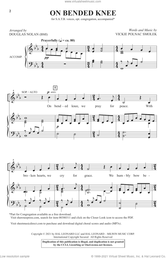 On Bended Knee (arr. Douglas Nolan) sheet music for choir (SATB: soprano, alto, tenor, bass) by Vickie Polnac Smolek and Douglas Nolan, intermediate skill level
