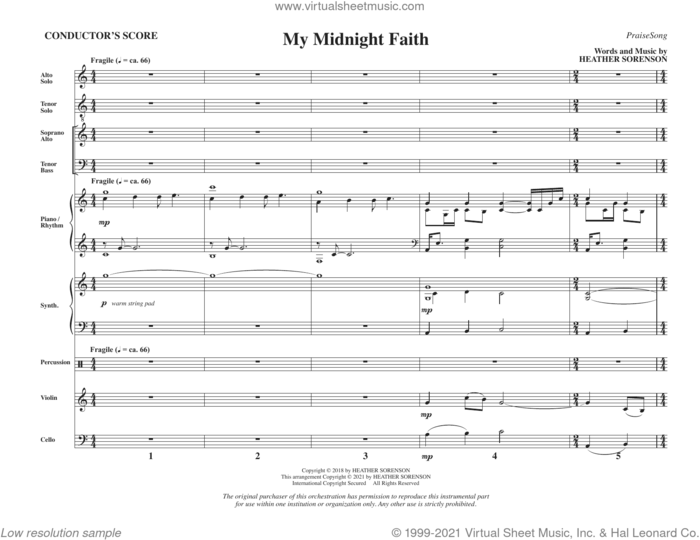 My Midnight Faith (COMPLETE) sheet music for orchestra/band by Heather Sorenson, intermediate skill level