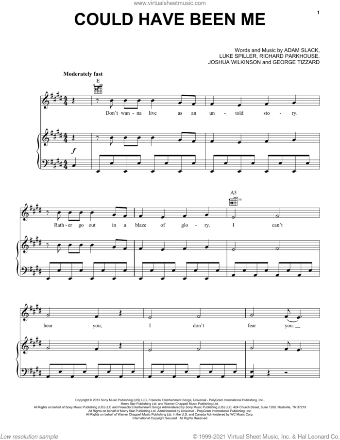 Could Have Been Me (from Sing 2) sheet music for voice, piano or guitar by Halsey, Adam Slack, George Tizzard, Joshua Wilkinson, Luke Spiller and Richard Parkhouse, intermediate skill level
