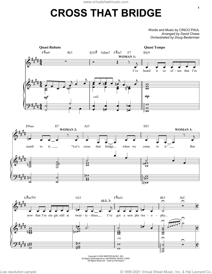 Cross That Bridge (from Schmigadoon!) sheet music for voice and piano by Cinco Paul, intermediate skill level