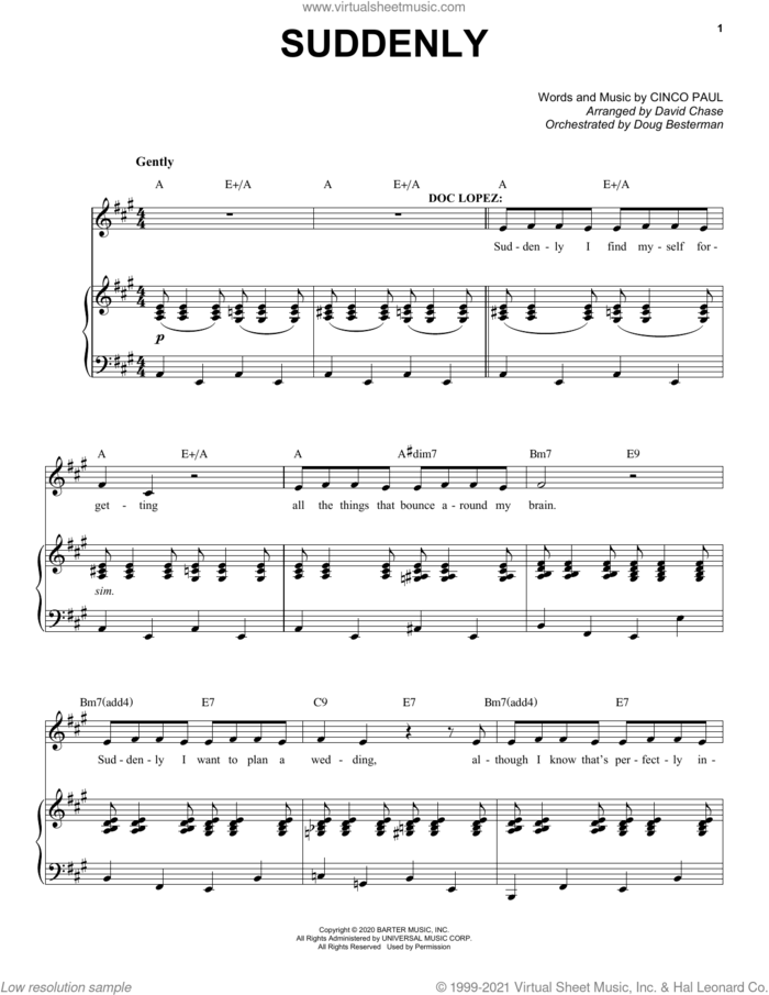 Suddenly (from Schmigadoon!) sheet music for voice and piano by Cinco Paul, intermediate skill level