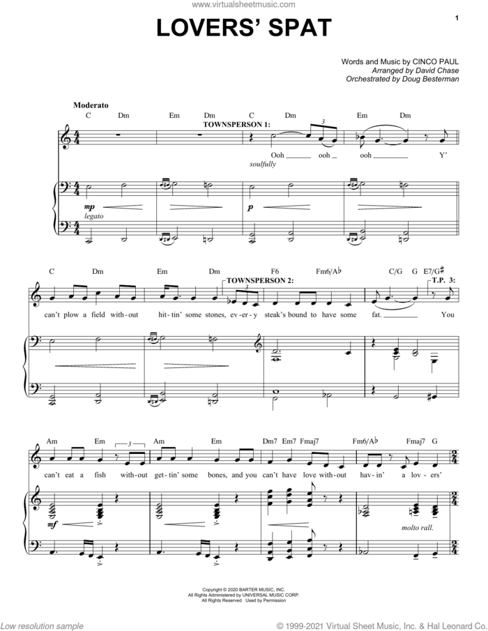 Lover's Spat (from Schmigadoon!) sheet music for voice and piano by Cinco Paul, intermediate skill level