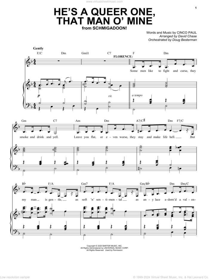 He's A Queer One, That Man O' Mine (from Schmigadoon!) sheet music for voice and piano by Cinco Paul, intermediate skill level