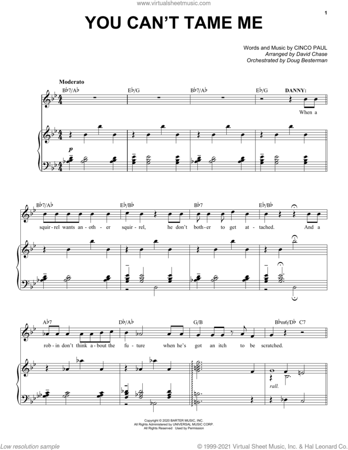 You Can't Tame Me (from Schmigadoon!) sheet music for voice and piano by Cinco Paul, intermediate skill level