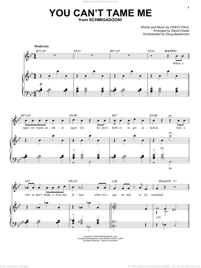 You Can't Tame Me (from Schmigadoon!) sheet music for voice and piano by Cinco Paul, intermediate skill level