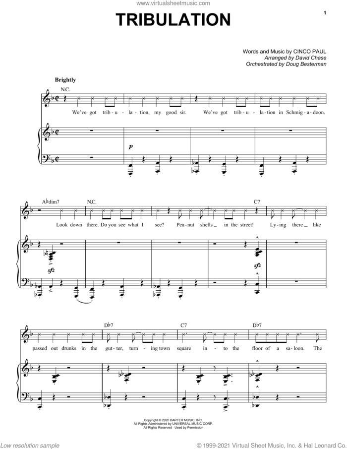 Tribulation (from Schmigadoon!) sheet music for voice and piano by Cinco Paul, intermediate skill level