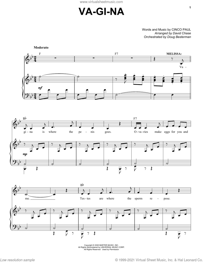 Va-Gi-Na (from Schmigadoon!) sheet music for voice and piano by Cinco Paul, intermediate skill level