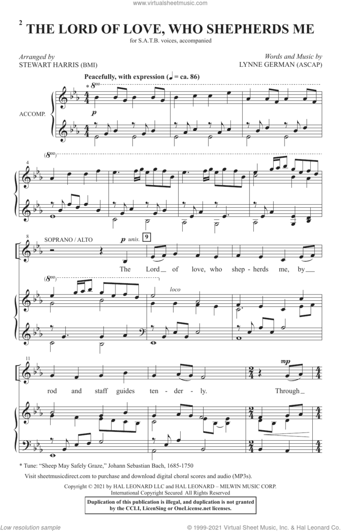 The Lord Of Love, Who Shepherds Me (arr. Stewart Harris) sheet music for choir (SATB: soprano, alto, tenor, bass) by Lynne German and Stewart Harris, intermediate skill level