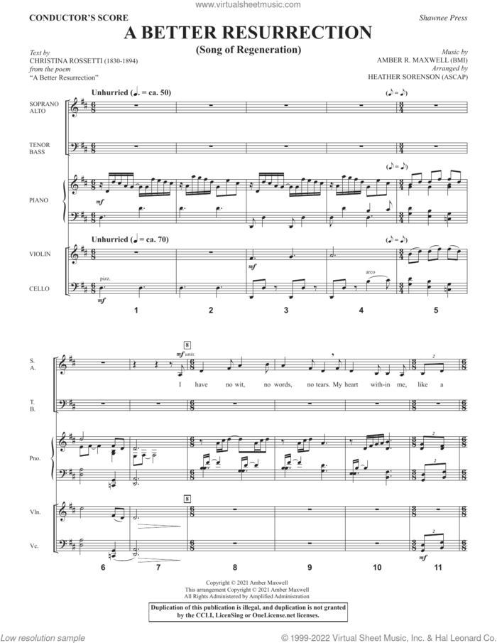 A Better Resurrection (Song Of Regeneration) (arr. Heather Sorenson) (COMPLETE) sheet music for orchestra/band by Heather Sorenson, Amber R. Maxwell and Christina Rossetti, intermediate skill level