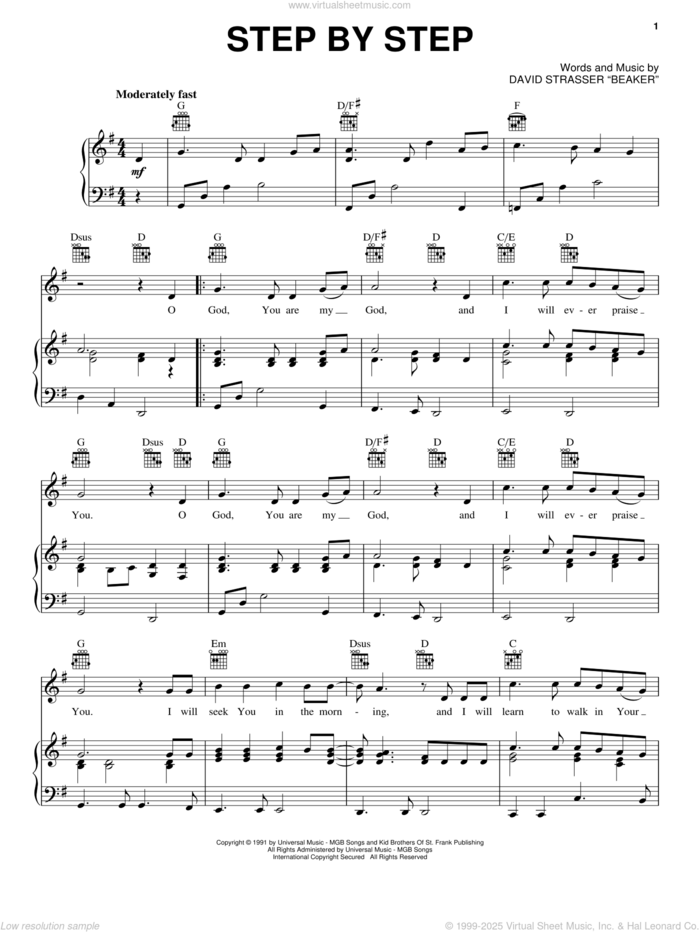 Step By Step sheet music for voice, piano or guitar by Rich Mullins and David Strasser Beaker, intermediate skill level