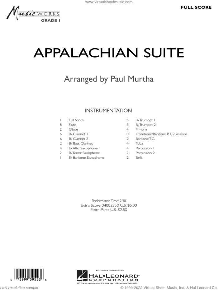 Appalachian Suite (COMPLETE) sheet music for concert band by Paul Murtha, intermediate skill level