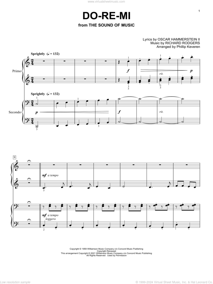 Do-Re-Mi (from The Sound Of Music) (arr. Phillip Keveren) sheet music for piano four hands by Rodgers & Hammerstein, Phillip Keveren, Oscar II Hammerstein and Richard Rodgers, intermediate skill level