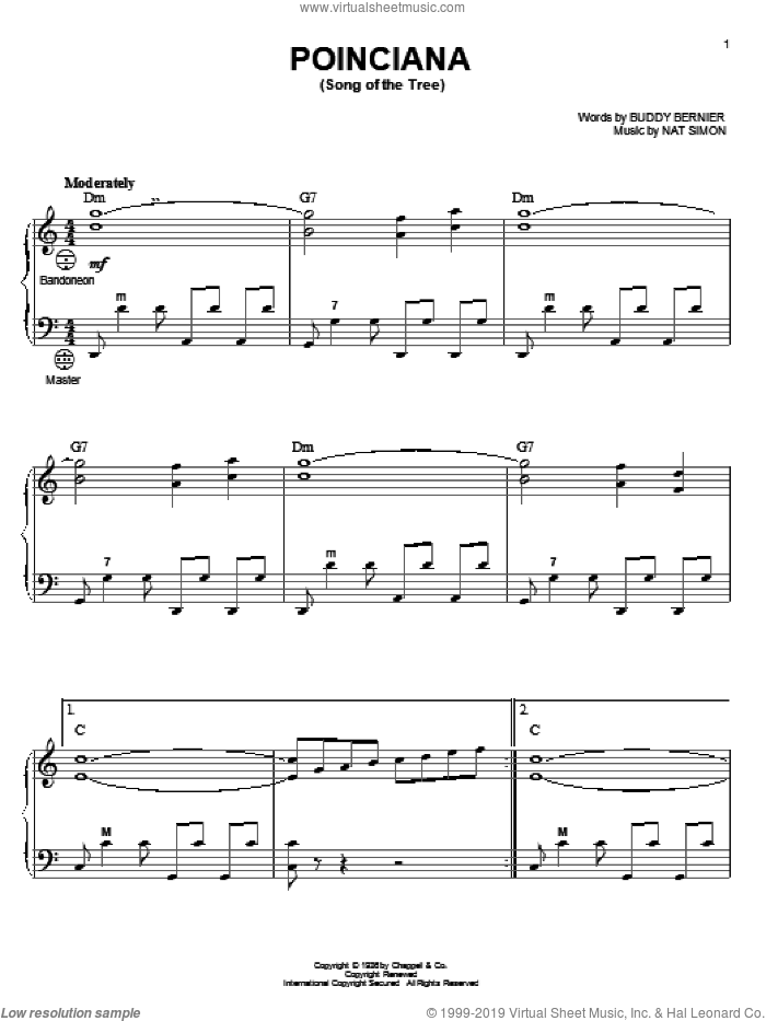 Poinciana (Song Of The Tree) sheet music for accordion by Buddy Bernier, Gary Meisner and Nat Simon, intermediate skill level