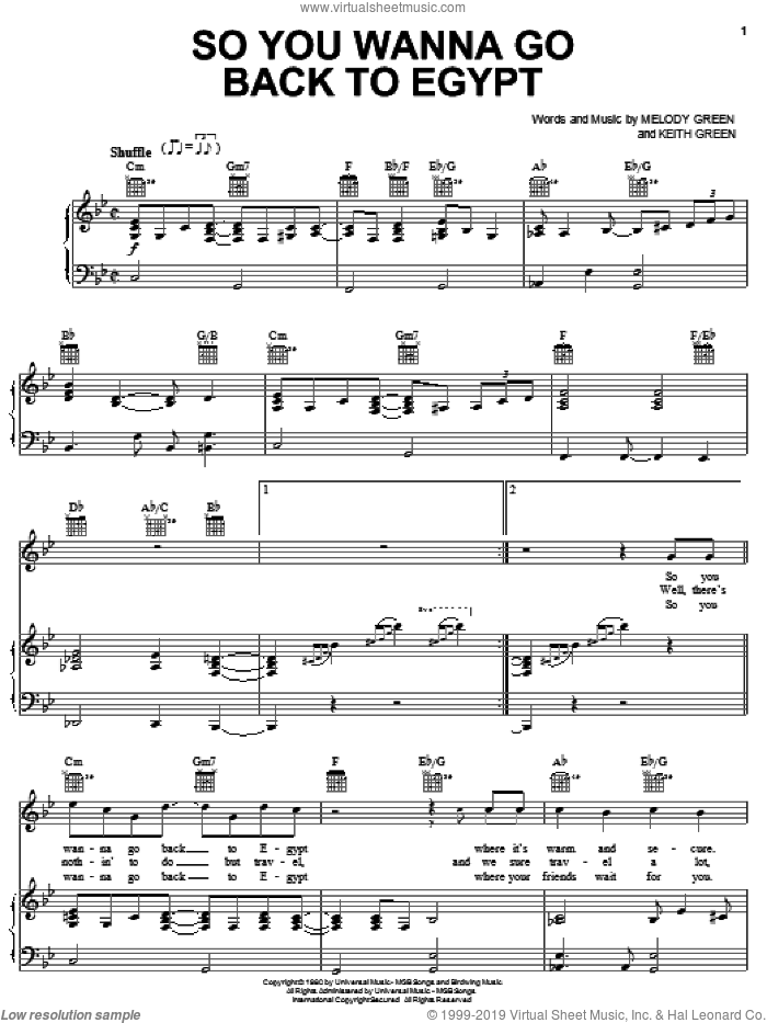 So You Wanna Go Back To Egypt sheet music for voice, piano or guitar by Keith Green and Melody Green, intermediate skill level
