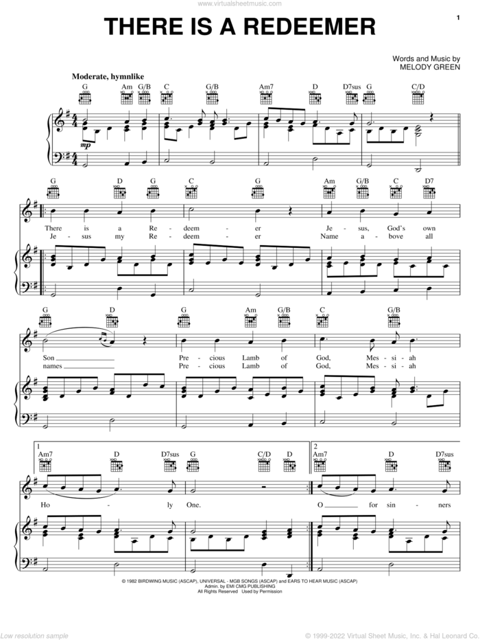 There Is A Redeemer sheet music for voice, piano or guitar by Keith Green and Melody Green, intermediate skill level