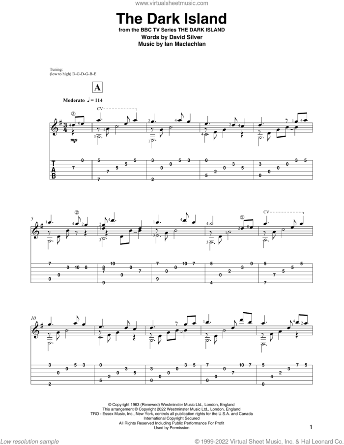 The Dark Island (from the BBC Series The Dark Island) (arr. David Jaggs) sheet music for guitar solo by David Silver, David Jaggs and Iain Maclachlan, classical score, intermediate skill level