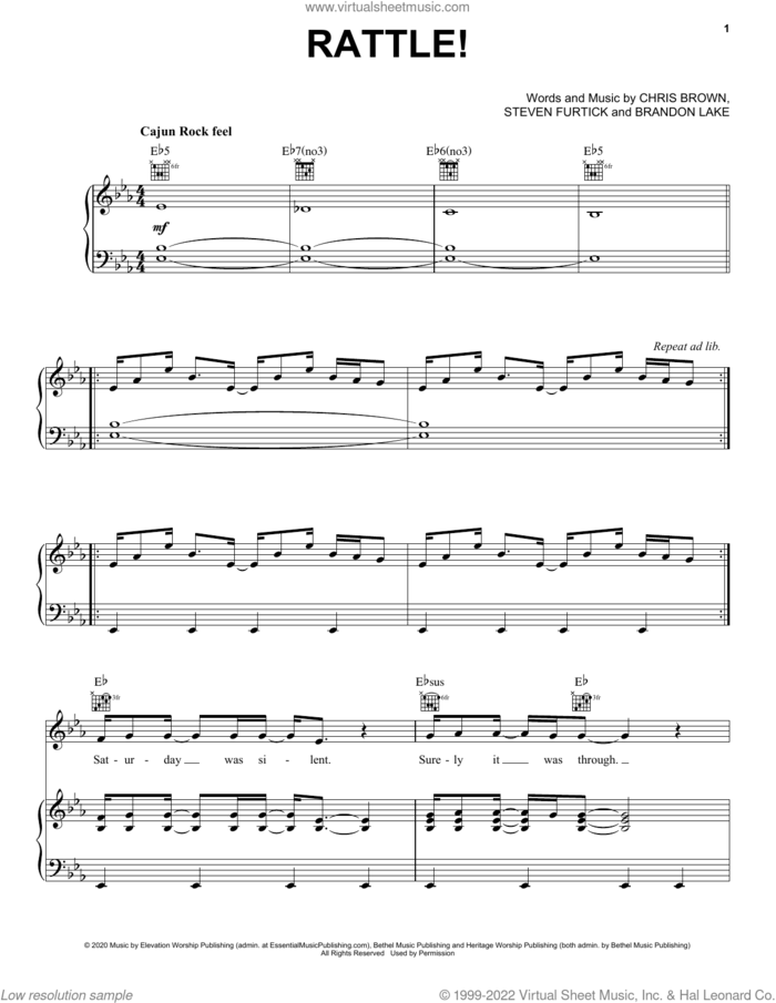 RATTLE! sheet music for voice, piano or guitar by Elevation Worship, Brandon Lake, Chris Brown and Steven Furtick, intermediate skill level