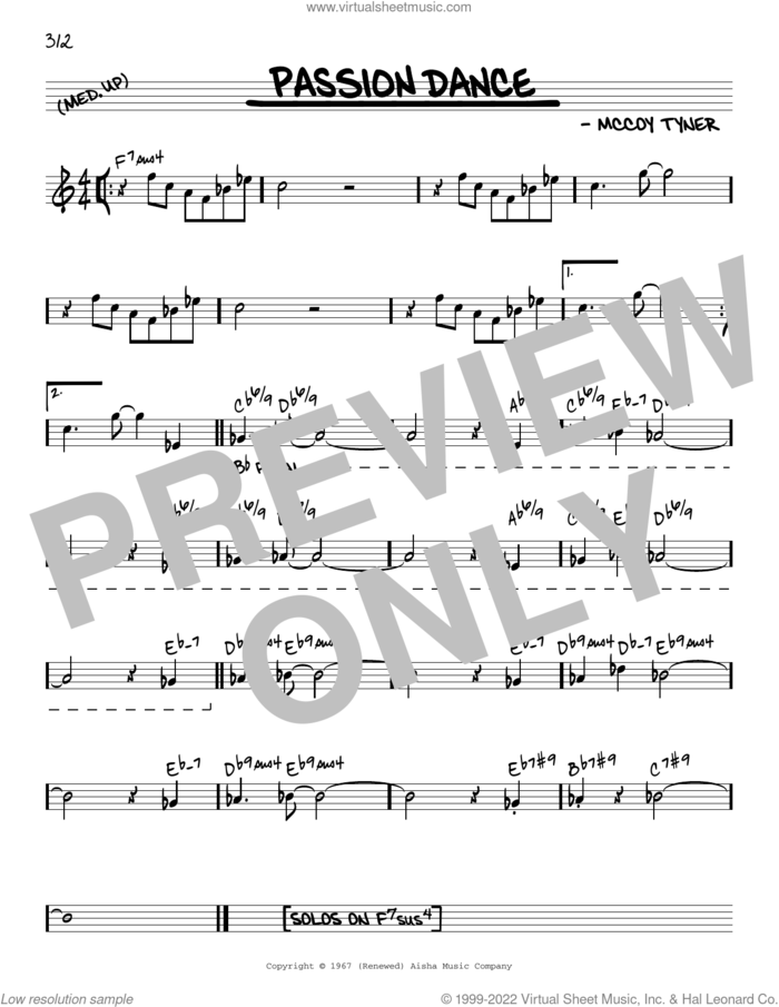 Passion Dance [Reharmonized version] (arr. Jack Grassel) sheet music for voice and other instruments (real book) by McCoy Tyner and Jack Grassel, intermediate skill level