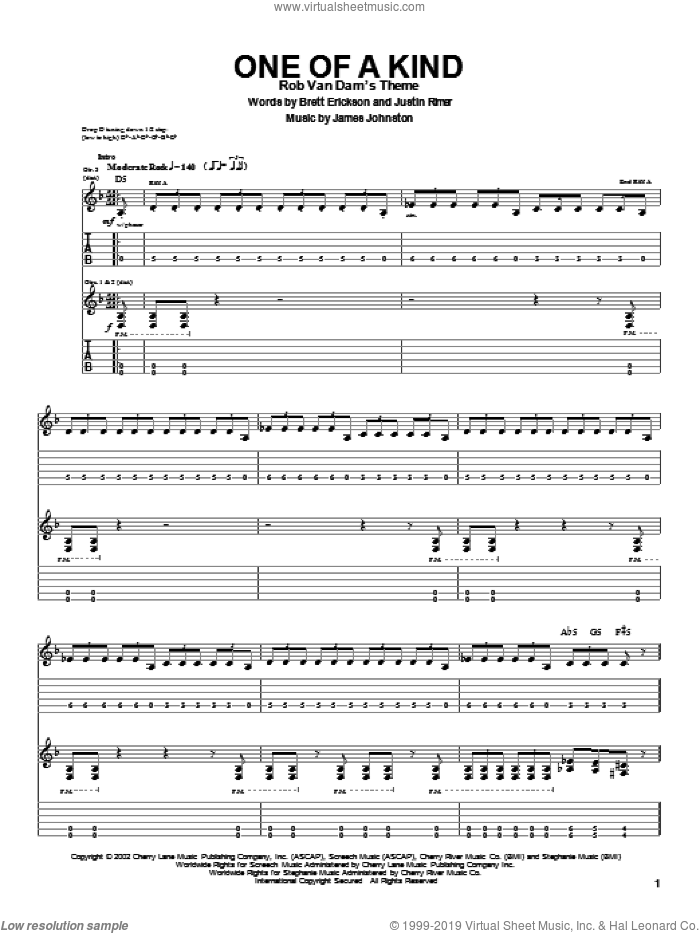 One Of A Kind sheet music for guitar (tablature) by Breaking Point, Brett Erickson, James Johnston and Justin Rimer, intermediate skill level