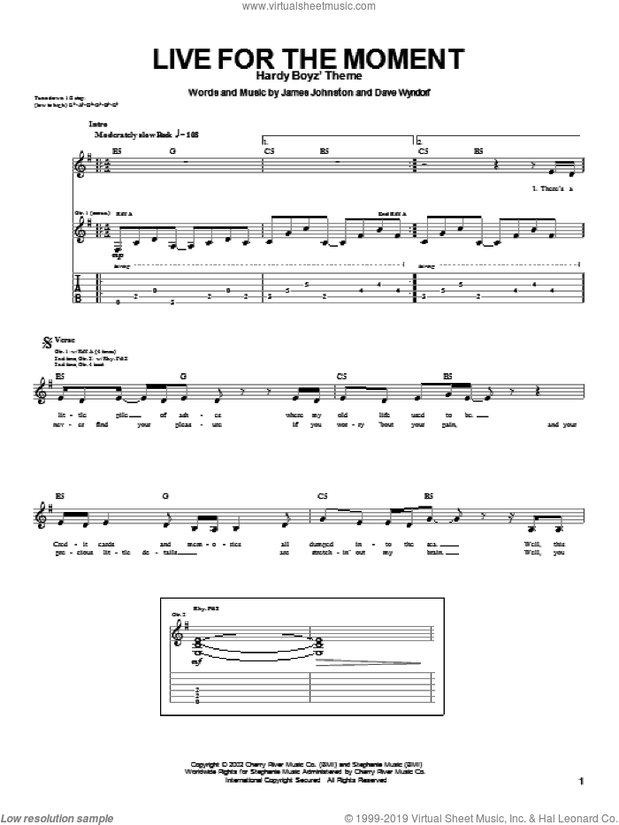 Live For The Moment sheet music for guitar (tablature) by Monster Magnet, Dave Wyndorf and James Johnston, intermediate skill level