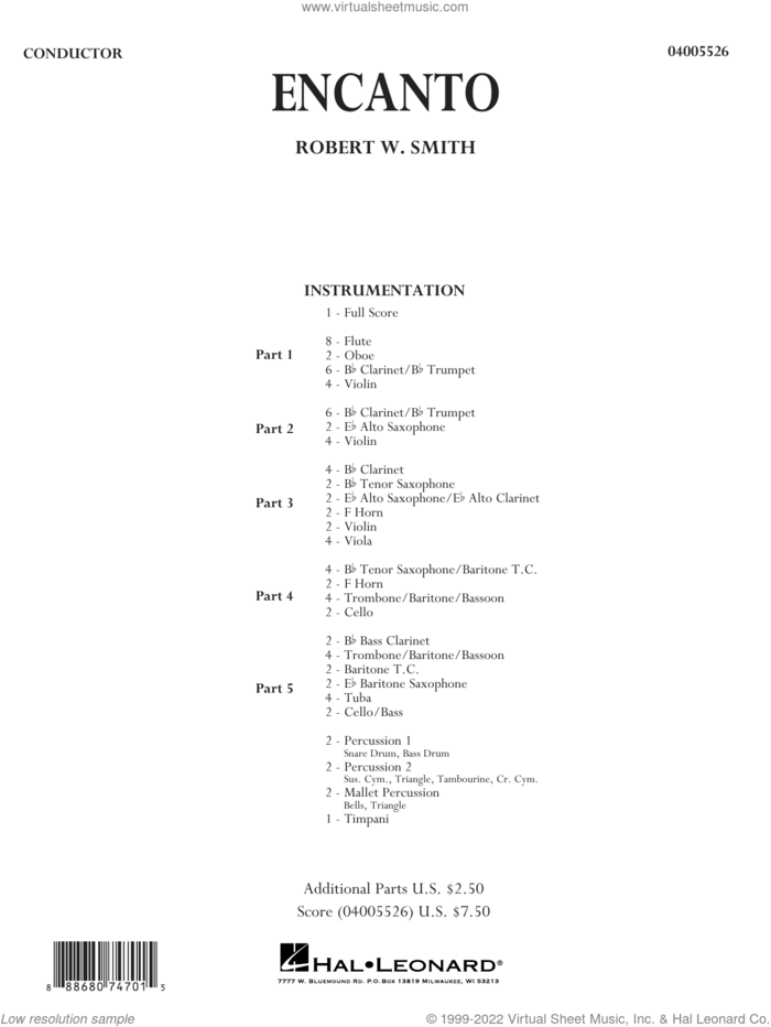 Encanto (COMPLETE) sheet music for concert band by Robert W. Smith, intermediate skill level