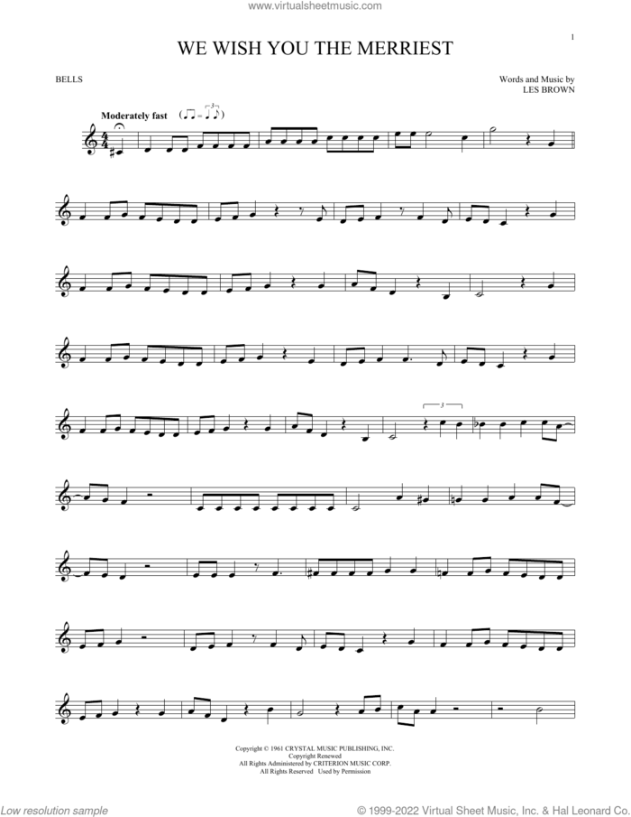 We Wish You The Merriest sheet music for Hand Bells Solo (bell solo) by Frank Sinatra and Les Brown, intermediate Hand Bells Solo (bell)