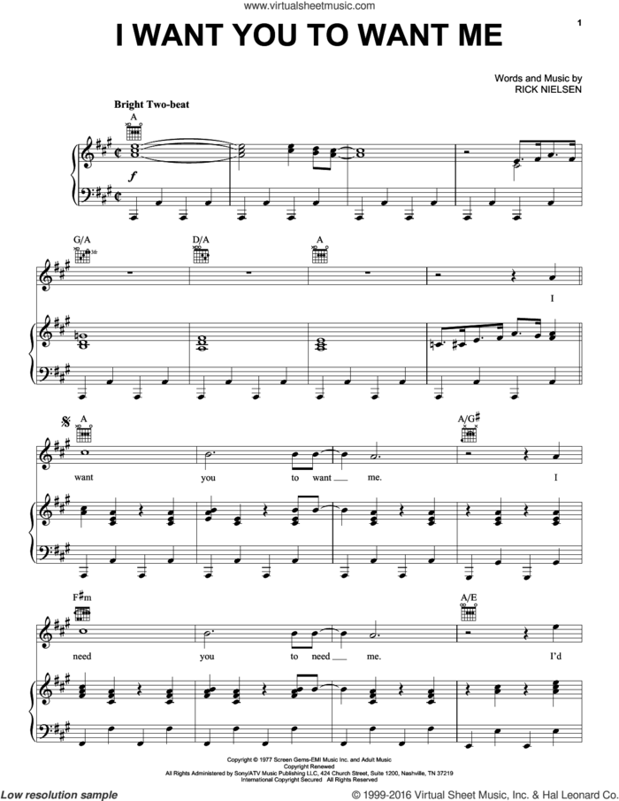 I Want You To Want Me sheet music for voice, piano or guitar by Cheap Trick, Dwight Yoakam and Rick Nielsen, intermediate skill level