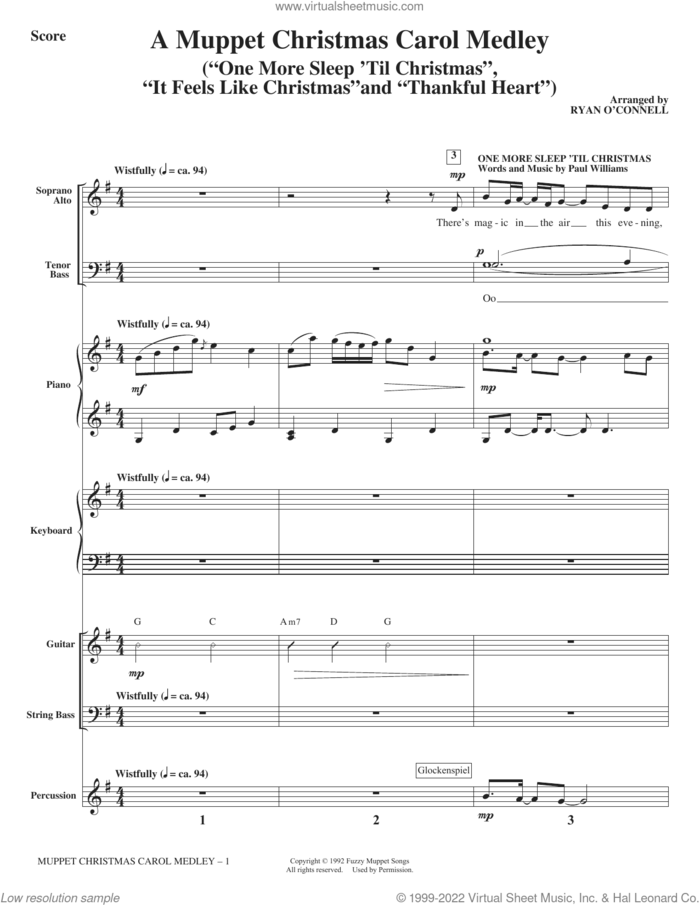 Muppet Christmas Carol Medley (from The Muppet Christmas Carol) (COMPLETE) sheet music for orchestra/band by Paul Williams, intermediate skill level