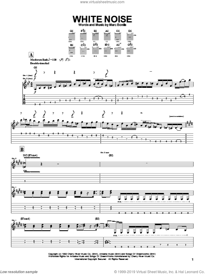 White Noise sheet music for guitar (tablature) by Marc Bonilla, intermediate skill level