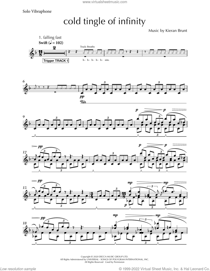 Cold Tingle Of Infinity sheet music for Vibraphone Solo by Kieran Brunt, intermediate skill level